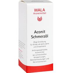 Verpackung von Aconit Schmerzöl zur Linderung von Schmerzen und Verspannungen.