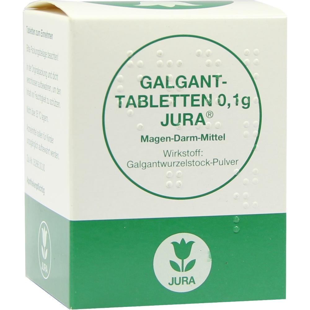 Weiße Verpackung für Magen-Darm-Tabletten mit grünem Logo und Text.